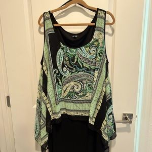 Green multicolored Handkerchief Dress